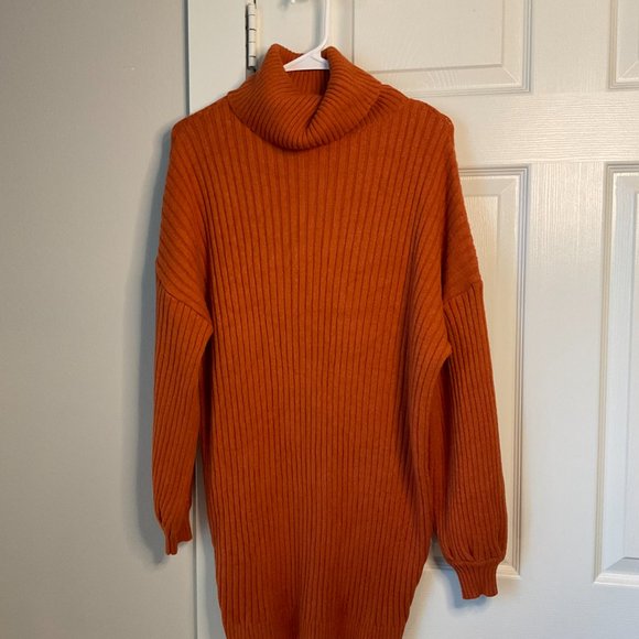 Pumpkin Long Sleeve Turtleneck Sweater Dress - Size Medium - Picture 3 of 11